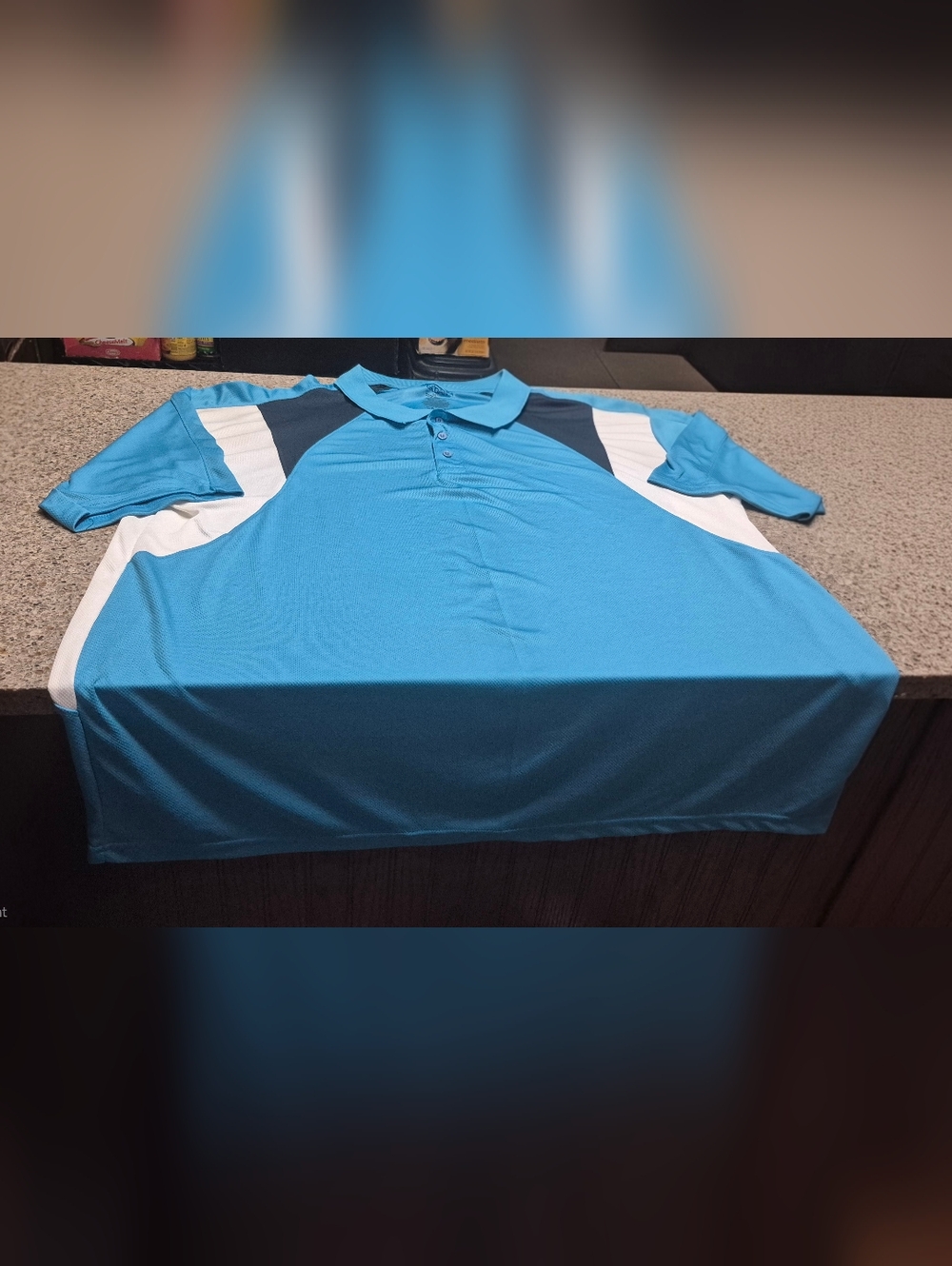 Gildan Men's 2XLT Polo Shirt Blue Navy White Colorblock Performance Work Golf